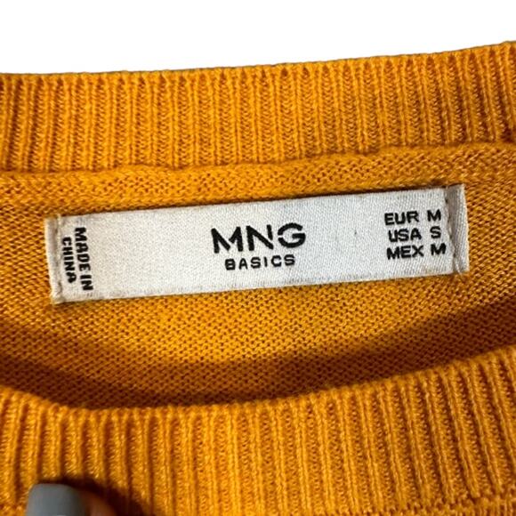 MNG by Mango Orange Long Sleeve Crew Neck Knit Pullover Sweater Women Sz S - Picture 7 of 7